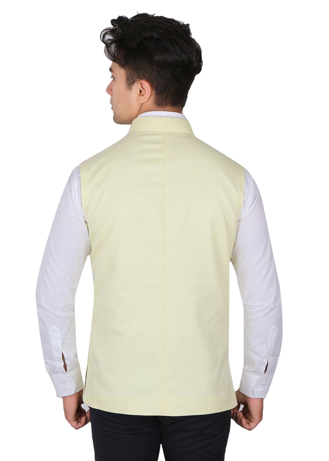 la rainbow casual silk blend yellow nehru jacket for men/boys