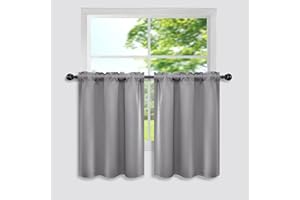 Mrs.Naturall Bathroom Curtains Window,Cafe Kitchen Curtain,RV Curtains for Camper Windows,30 Inch Length,Light Grey/Gray