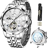 OLEVS Watch for Men Automatic Stainless Steel Business Dress Skeleton Mechanical Waterproof Luminous Self Winding Luxury Diamond Men Watches