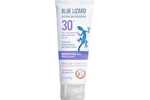 Blue Lizard SENSITIVE FACE Mineral Sunscreen with Zinc Oxide and Hydrating Hyaluronic Acid, SPF 30+, Water Resistant, UVA/UVB Protection with Smart Cap Technology - Fragrance Free, 1.7 oz.