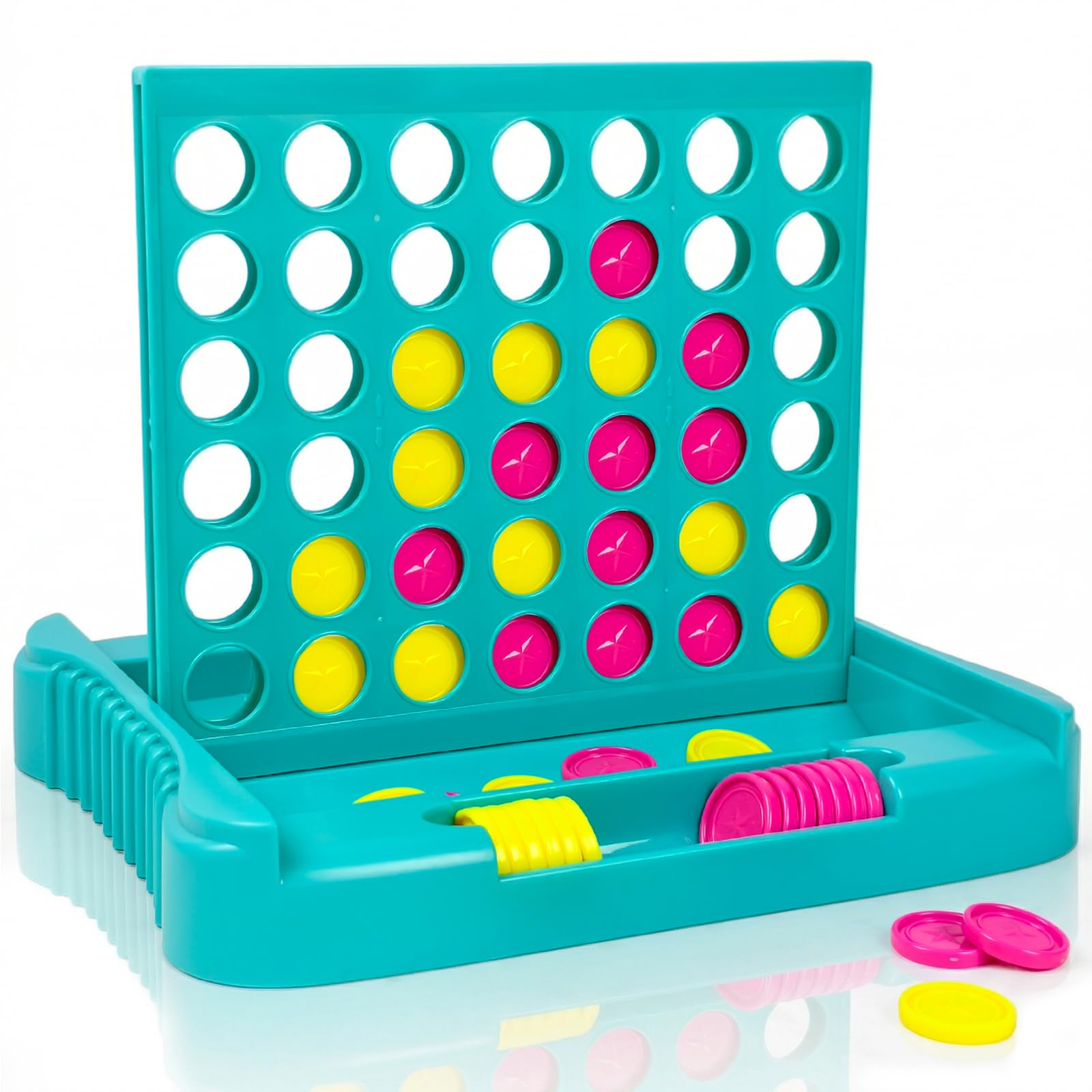 Pup Go 4 in a Row Classic Board Game with 6 spare Discs for Kids & Adults, Educational Family Toy for Boys & Girls Ages 3-8, 2 Player Strategy Game, Green Size 9 x 7 x 7.5 inches