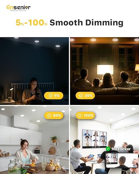 ENSENIOR 24 PACK 6 INCH LED RECESSED CEILING LIGHT, DIMMABLE, 2700K-5000K 5CCT, 1200LM 12W 120V, HIGH BRIGHTNESS CANLESS WAFER DOWNLIGHT – ETL&FCC&IC