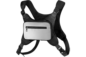 Neverwhy Chest Pack - Reflective Running Vest for Men, Water Resistant Phone Holder with Extra Storage, West Slope Running Gear Bag Chest Pack Workout Equipment, Black
