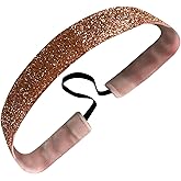 Sweaty Bands Womens Girls Headband for a Intense Workout - Non-Slip Sweat-Wicking Velvet-Lined Sparkling Hairband - Metallic Shimmer Blush Pink 1-Inch