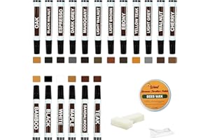 A-HEYIDA Furniture Markers Touch Up Kit - New Upgrade 18 Colors Wood Scratch Repair Kit with Beeswax Furniture Polish, Wood Markers Pens for Scratches, Stains - Restore Wooden Floor, Table, Cabinet, Bedpost
