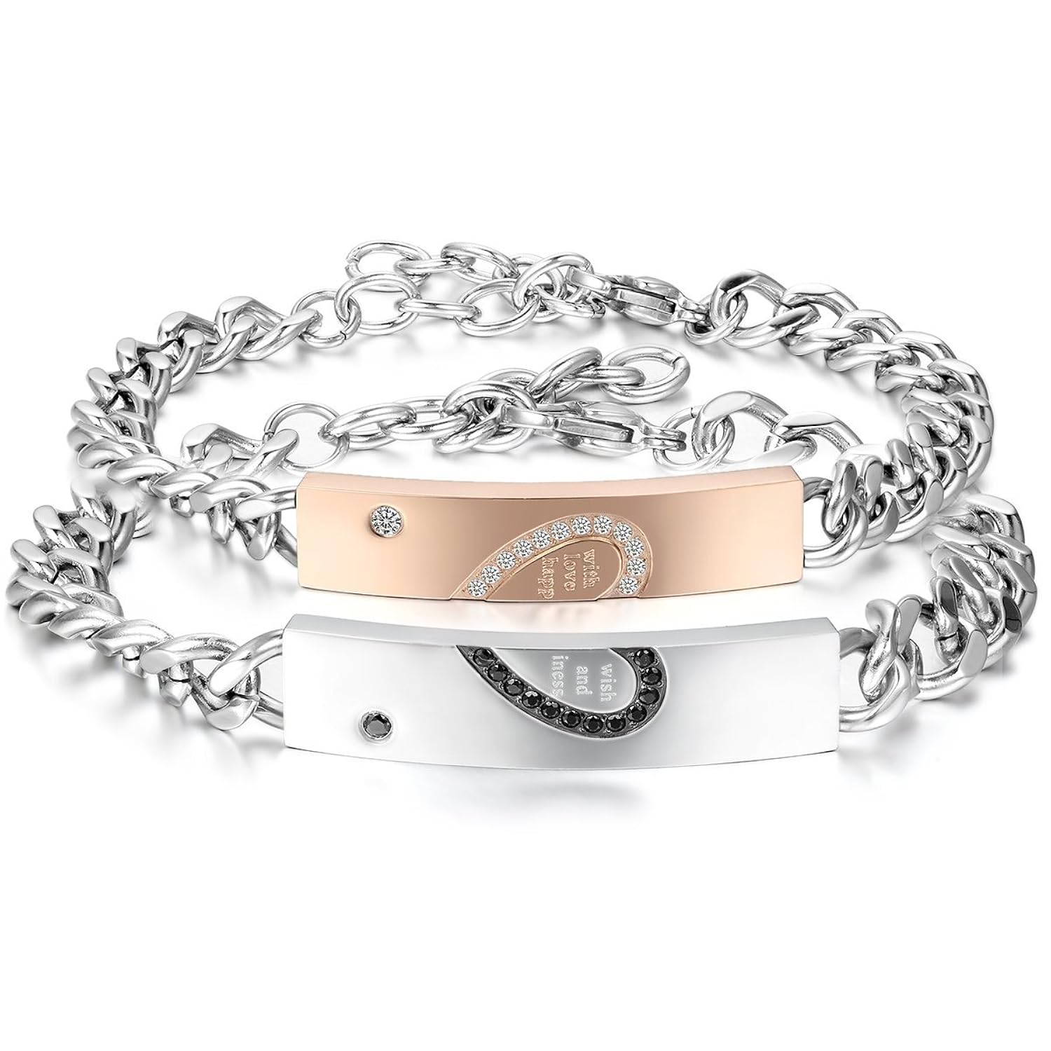 Jewelrywe pcs Pulseras Plateadas de Parejas Enamorados Eres Mi Corazón Pulseras de