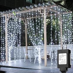 Solhice LED Curtain Lights Outdoor 30ft x10ft Cool