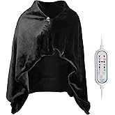 Nekewe USB Heated Shawl Heated Blanket Plush Flannel Blanket with 3-Setting Heat Controller Cord for Car Office Home（100x65 cm）