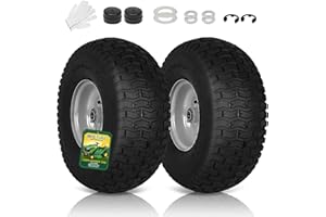 Wiltire (2-Pack) 15x6.00-6nhs Lawn Mower Tires and Wheel,15x6-6 Tire Assembly Replacement for Riding Lawn Mower Front Tires,3