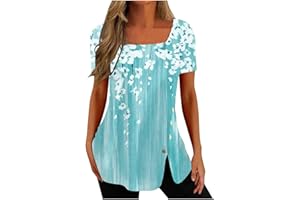 SMIDOW Plus Size Tunic Tops for Women Trendy 2024 Boho Floral Shirts Short Sleeve Notch v Neck t-Shirt Graphic Tees Blouse