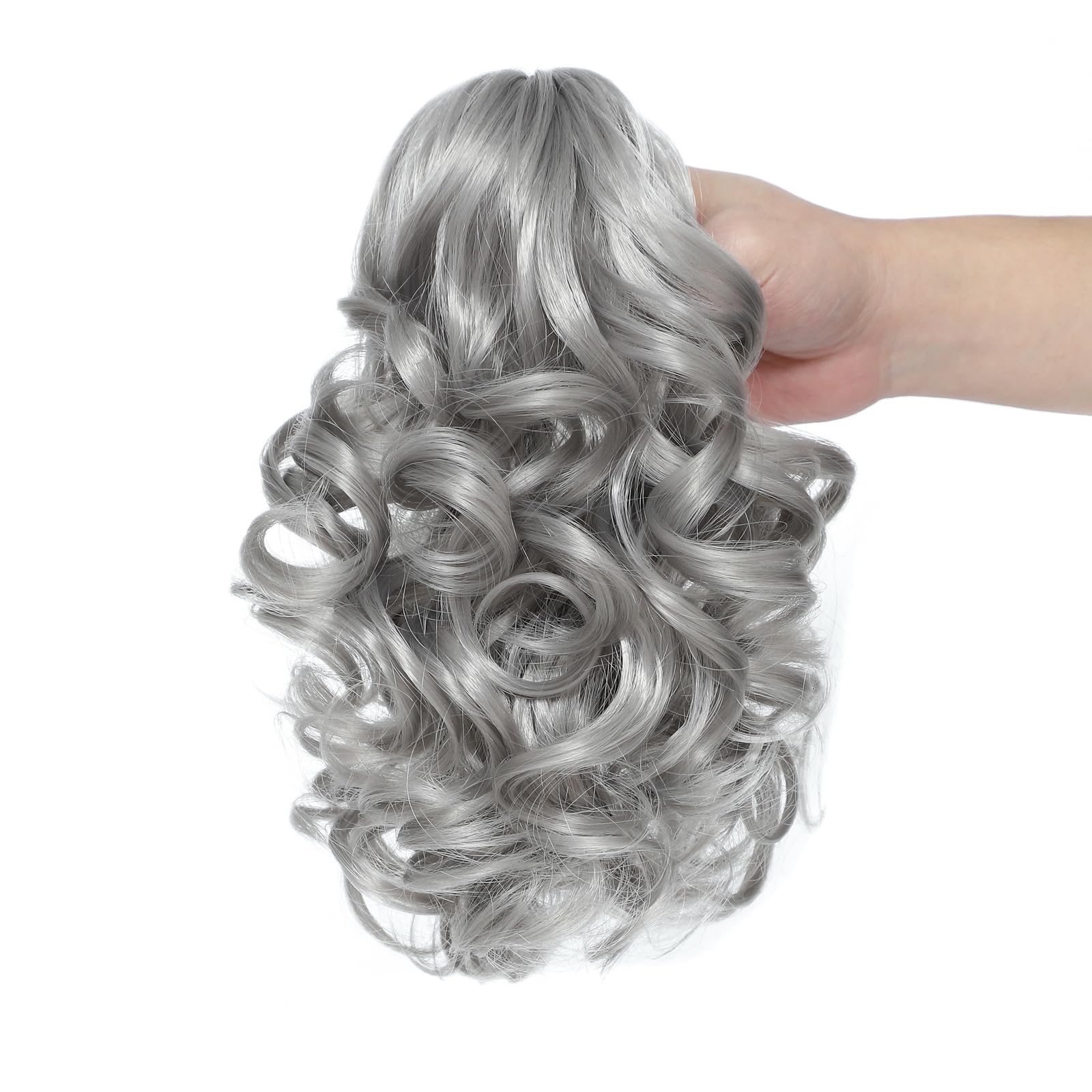 25cm Wavy Claw Clip on Ponytail Hair Extensions, Curly Ponytail Extension Jaw Clip pony tail hair pieces for women Girls Fake Pony Tail Hairpieces