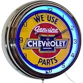 16" We Use Genuine Parts Sign Blue Neon Advertising Clock Garage Decor