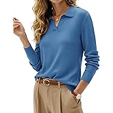 Kate Kasin 2026 Women's Wool Blend Sweaters, Long Sleeve Polo Shirts, V Neck Knitted Fall Tops