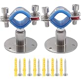 RITUIPIO 2PCS wall Mount Ceiling Mount Pipe 304 Stainless Steel Pipe Supports Pipe Standoff Adjustable Height 30-60mm（1.18"-2.36"） for OD Pipe 15-19mm(0.59-0.75in)