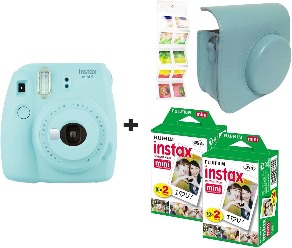 Fujifilm Instax Mini 9 + 40 Shots + Compatible Case + FREE Wall Album (Ice Blue)