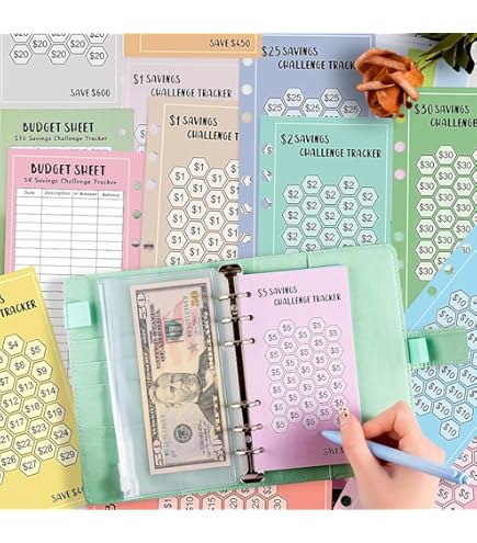 thumbnail image 2 of 100 Day Savings Challenge Binder 100 Envelope Money Challenge Binder - Savings Tracker With Pouches For $5,050 Goal (Black) Money Binder For Cash Saving 2 of 10