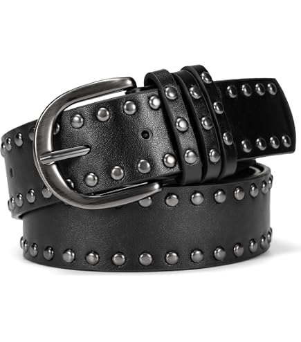 Beltiscool Genuine Vintage Retro Circle Studded Leather Belt  display picture 1