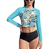 BesserBay Women's UPF 50+ Long Sleeve Rashguard Swimming Crop Top