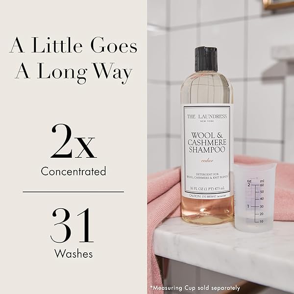 THE LAUNDRESS WOOL & CASHMERE SHAMPOO, DOUBLE CONCENTRATED, CEDAR SCENT, WOOL DETERGENT, WOOL WASH, CASHMERE SHAMPOO, 16 FL OZ