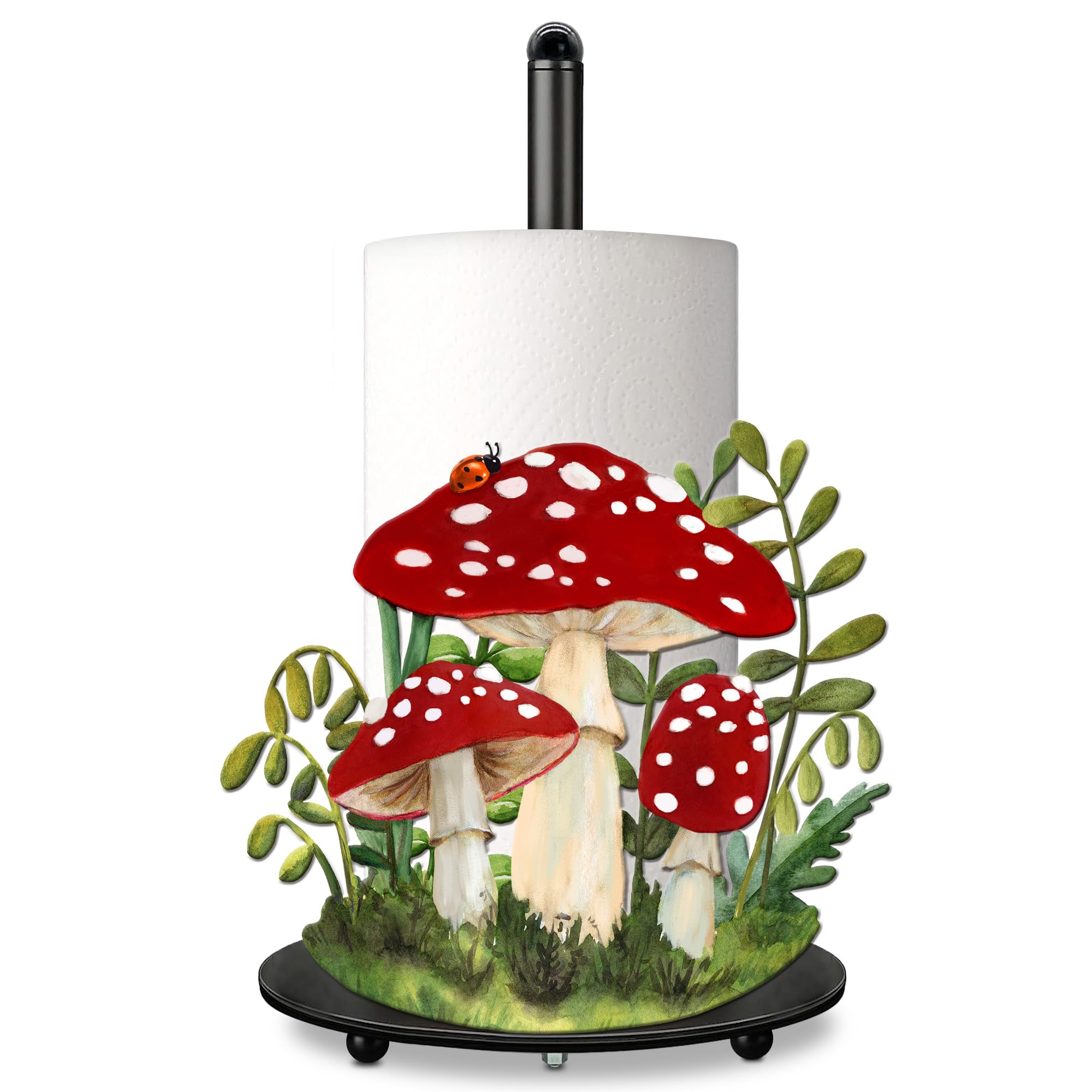 Photo 1 of **CORNERS OF DECOR ARE BENT ** Hexagram Mushroom Decor Gifts Mushroom Kitchen Decor Rustic Home Bathroom Decor Farmhouse Paper Towel Holder Countertop Standing Cute Decorations Gifts for Christmas Housewarming