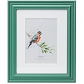 ibalux 8x10 Picture Frame Photo Frame, Made of Solid MDF Wood with Real Glass, Display Pictures 5x7 with Mat or 8x10 without Mat, Vertical and Horizontal Formats for Wall Hanging or Tabletop, Green
