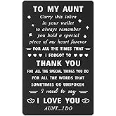 ENGZHI Aunt Christmas Card, Thank You I Love You Aunt Birthday Cards from Niece Nephew, Auntie Gifts for Mothers Day, Metal Wallet Card