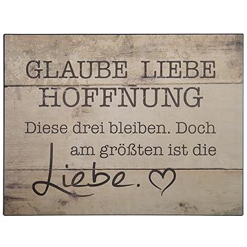 Metallschild Glaubeliebehoffnung 33x25 Cm Braun - 