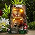 BEXLEYBAY Solar Light Gnome Fairy House Outdoor Statues, Big Size Elf Miniature Buildings House Sculptures for Outdoor Garden Patio Lawn Path Decorations, 8" Tall