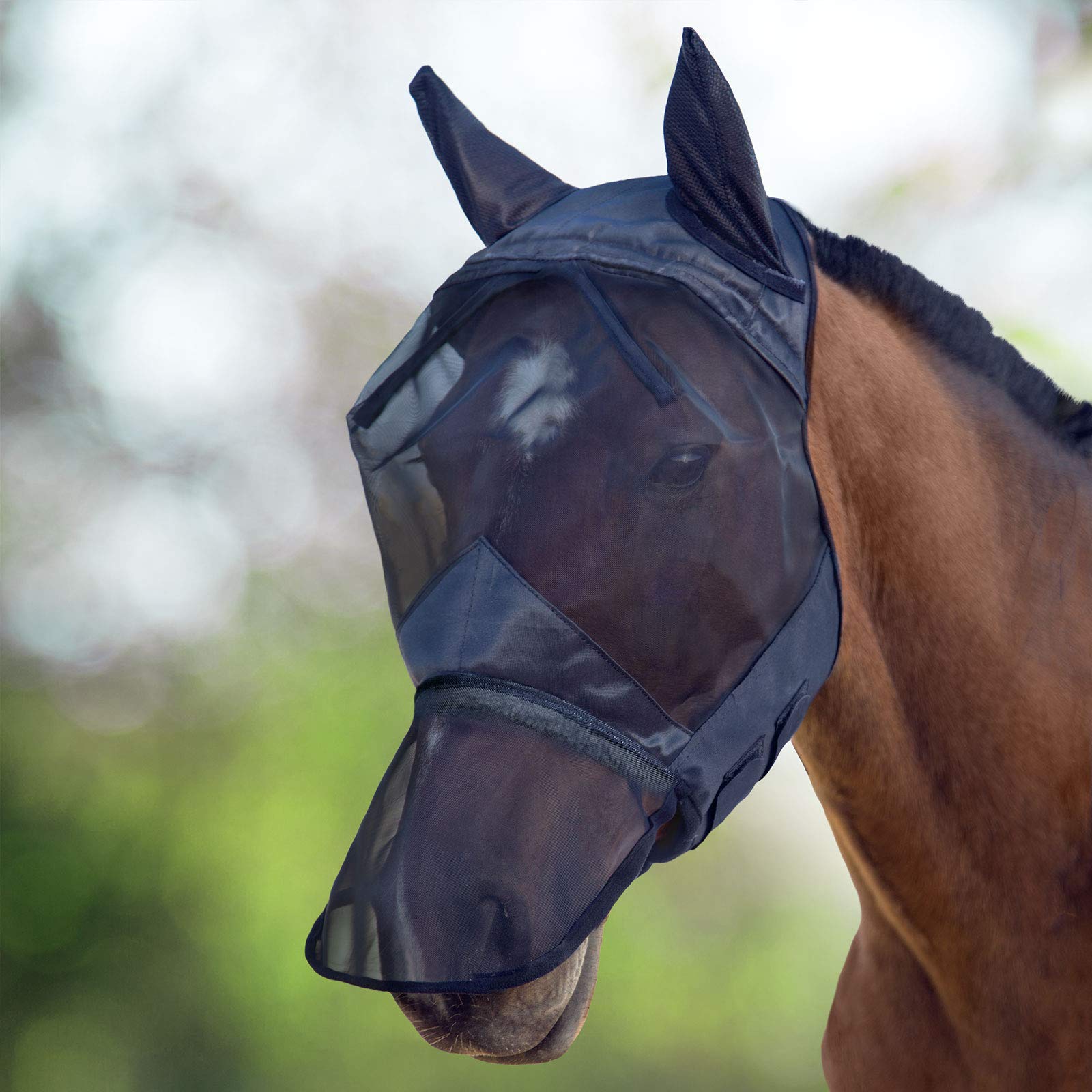 Photo 1 of Harrison Howard CareMaster Horse Fly Mask Long Nose with Ears Full Face Black Large Full Size