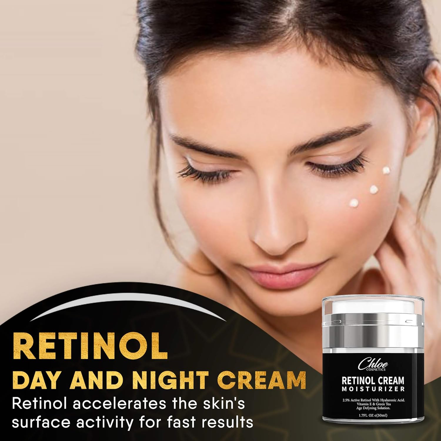Retinol Moisturizer for Face and Eye area | Anti Aging Cream with Hyaluronic Acid, 2.5% Active Retinol and Vitamin E | Reduces Appearance of Wrinkles and Fine lines | Best Day and Night Face Cream: Beauty