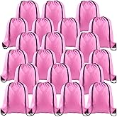 KUUQA 25Pcs Drawstring Backpack Bags Bulk Pink Drawstring Bag Foldable Gym Bag Sport Cinch Sack String Backpack Storage Bags for Women Men Shopping Gym Travel Sports