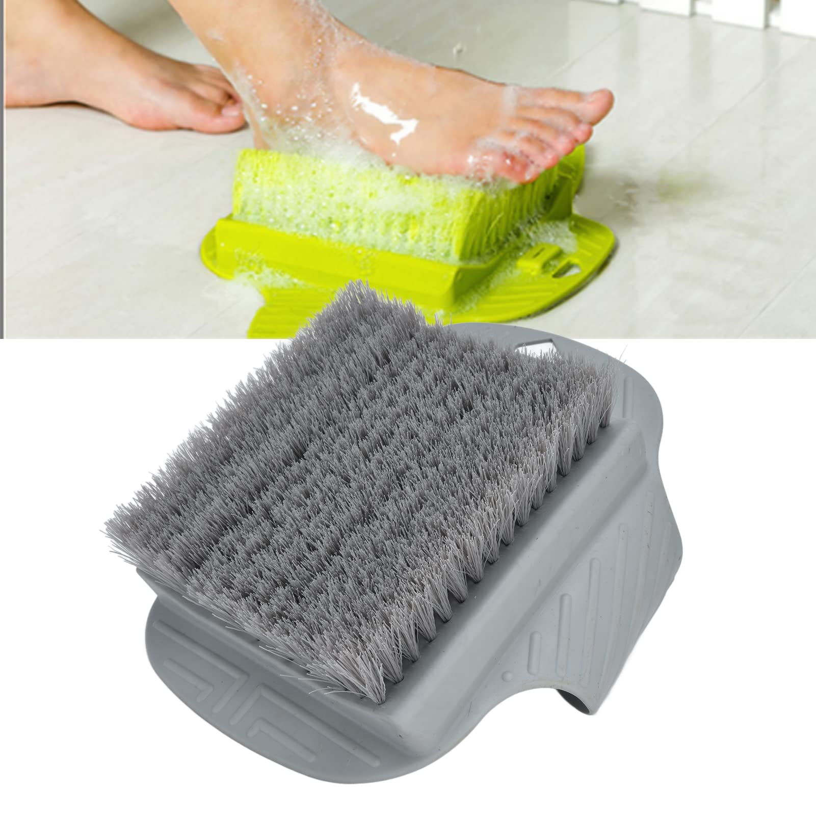 CHICIRIS Shower Foot Scrubber, 13.8 x 9.1 x 2.2in with Suction Cup Foot Cleaner, Massage Brush, Polypropylene, Foot Scrubbing Brush