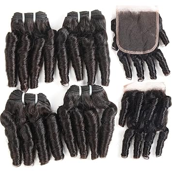 Funmi Curly Hair Bundles With Closure 10a Peruvian Virgin Hair