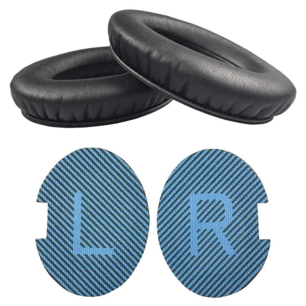 HualuBro Replacement Ear Pads Earpad Cushions Cover for Bose QuietComfort QC 2 15 25 QC2 QC15 QC25 SoundLink SoundTrue Around-Ear II AE2 Headphone (Black + Blue LR)