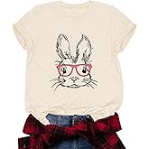 2026 Happy Easter Shirts for Women Funny Bunny Carrots Graphic Shirt Easter Tee Tops