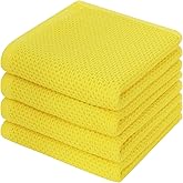 Kitinjoy 100% Cotton Waffle Weave Kitchen Hand Towels (13 x 28 Inches, Yellow), 4-Pack Super Soft and Absorbent Dish Towels for Drying Dishes