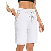 DIBAOLONG Womens Yoga Shorts Loose Comfy Drawstring Lounge Bermuda Shorts with 3 Pockets