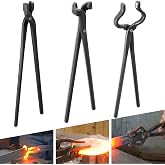 V-SEK Blacksmith Tongs Set - V-Bit, Blade, Flat, Steel Forge Tongs (3PCS) | Assembled Tong for Knife Making, Blacksmithing, Bladesmith, Bladesmithing