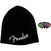 Fender Logo Beanie Cap - Black Bundle with Picks