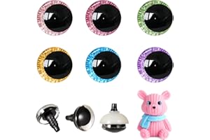 MUCUNNIA 96pcs 25mm 3D Glitter Safety Eyes for Crocheting with Washers Moon Crochet Amigurumi Eyes for Crochet Animals Craft Eyes Doll Eyes Stuffed Crochet Eyes for Crafts Gift for Crochet Lovers