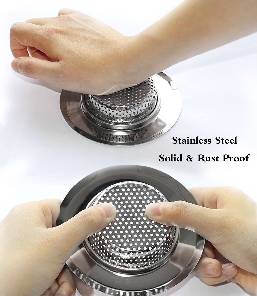 Supmaker Stainless Steel Kitchen Sink Strainer Plughole Filter Sink Plug Waste Stopper Pack of 2