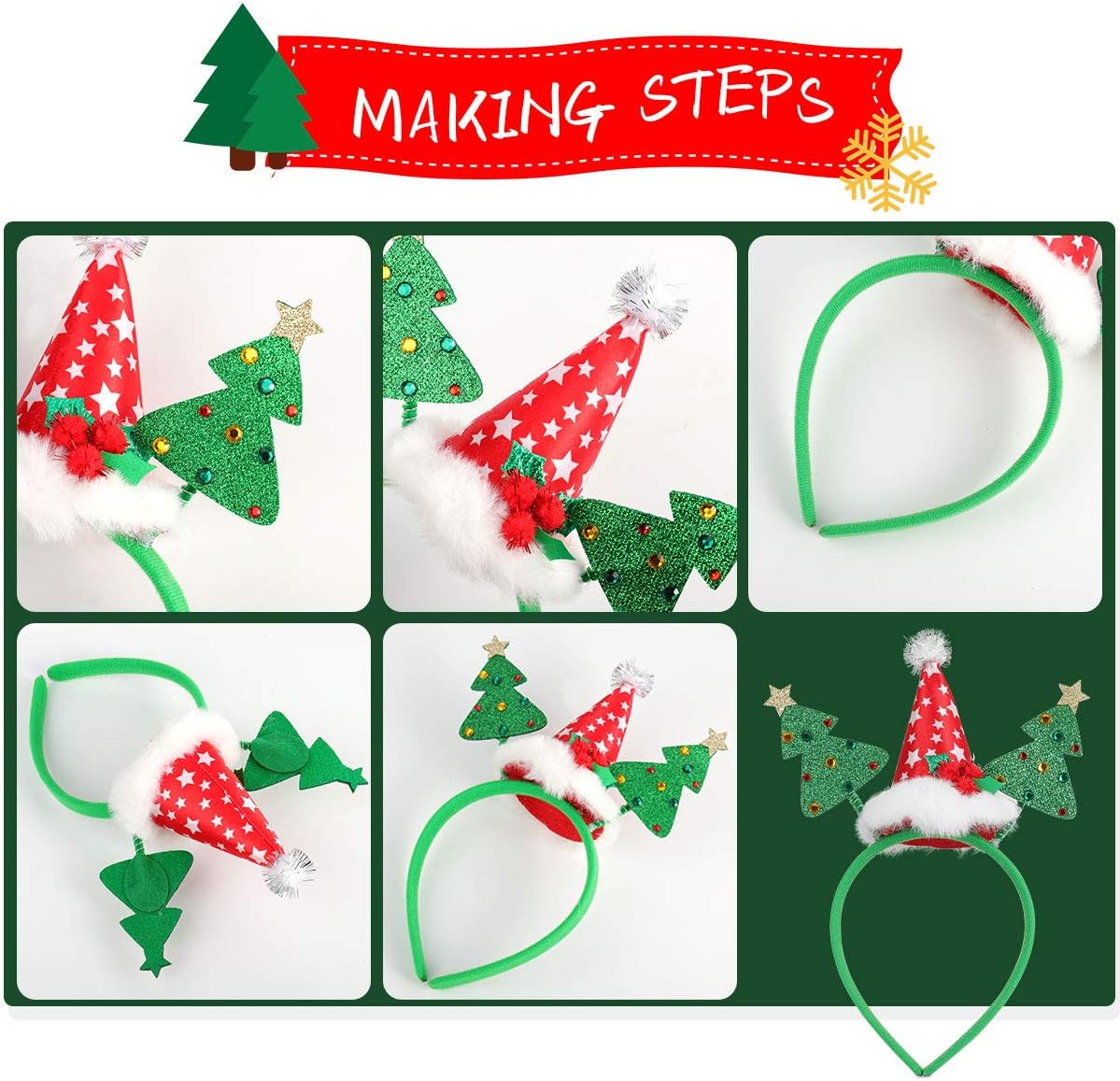 Toyvian 8Pcs Christmas Headbands and Glasses - Image 5