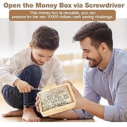 Homgaty Wooden Money Box Money Bank, Clear