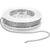 Oruola 32.8ft Jewelry Chain Roll, 2mm Silver Chain for Jewelry Making,Necklace Chains for Jewelry Making with 20Pcs Lobster Clasps 100Pcs Jump Rings, DIY Craft Bulk Chains