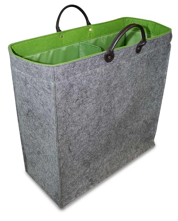Noveltia Green & Gray Double Felt Laundry Hamper Home