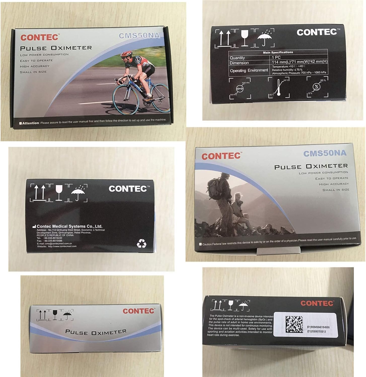 CONTEC OLED CMS50NA Pulse Oximeter SpO2 and PR Value Waveform Blood Oxygen Neck/Wrist Corda: Health & Personal Care
