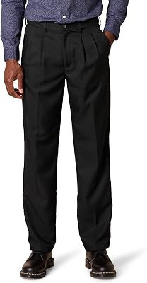 Pantalon Habillé à Pinces à Taille Ajustable Coupe Classique Homme, Noir, 28W / 28L