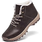 UNTMENU Mens Winter Warm Snow Boots Fur Lined Water Resistant Non-Slip Insulated Waterprof Winter Hiking Wrok Shoes