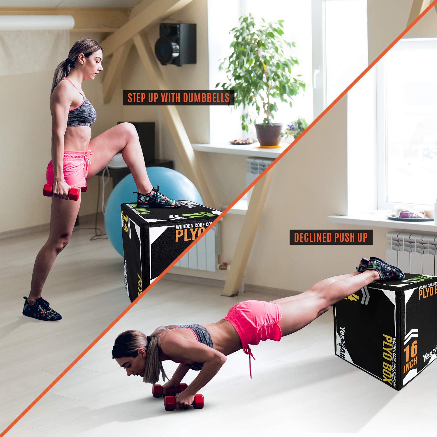 Yes4All 3-in-1 Soft-Padded Plyo Box With Wooden Core, Non-Slip Multi-Use Cushioned Plyometric Jump Box with Vinyl Cover for Jumping, Conditioning, Strength Training