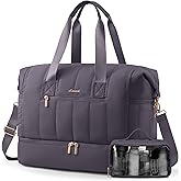 LOVEVOOK Travel Duffle Bag,Puffer Weekender Bags For Women with Shoe Compartment,42L Carry On Duffel Bags For Airplanes,Hospital Bag for Labor and Delivery,Overnight Bag 2Pcs Set